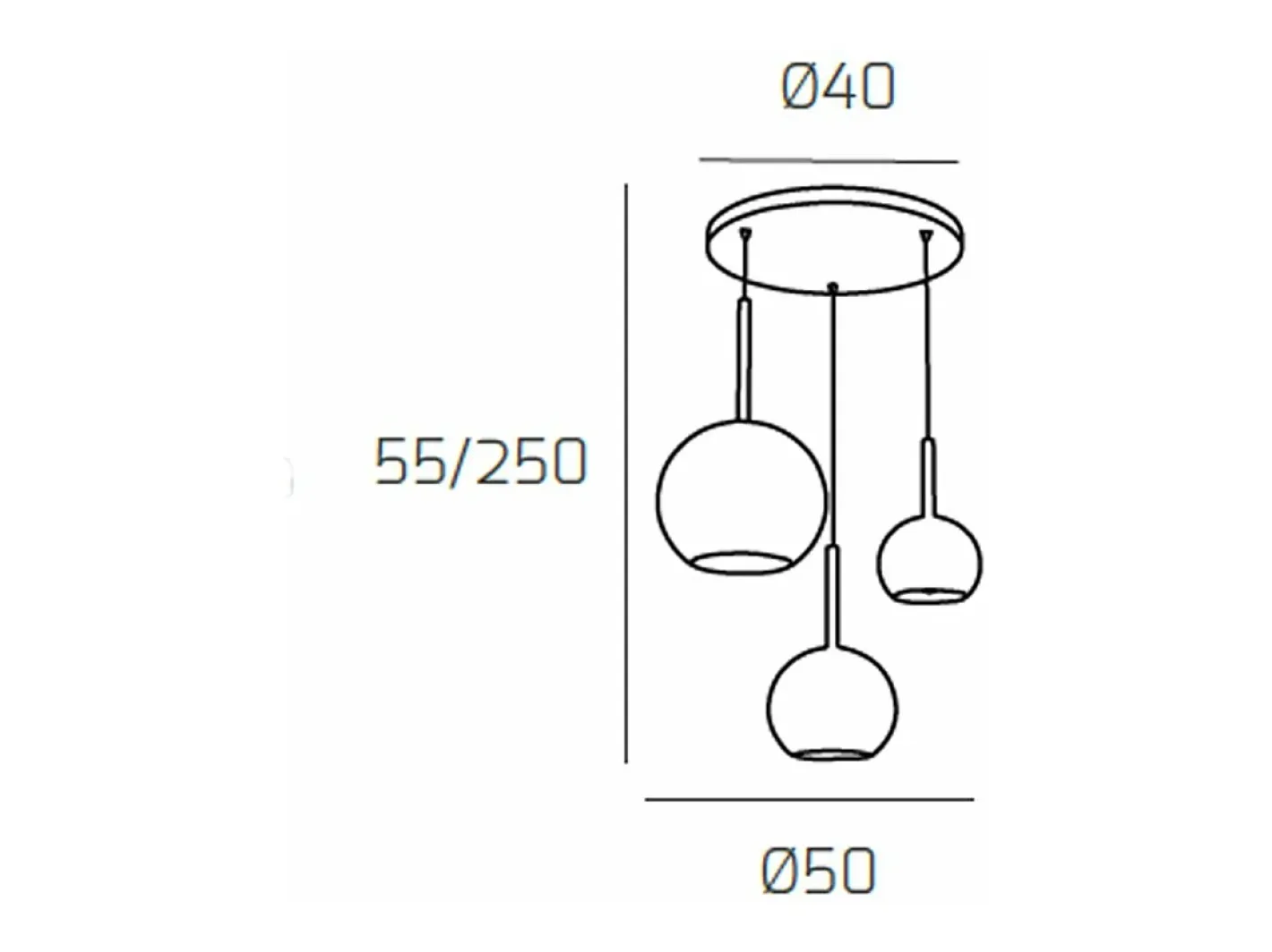 Outlet Sosp. Cromo Tonda 3 Luci Vetri 1 Grande Or +1 Medio Cr +1 Piccolo Ra Plateado