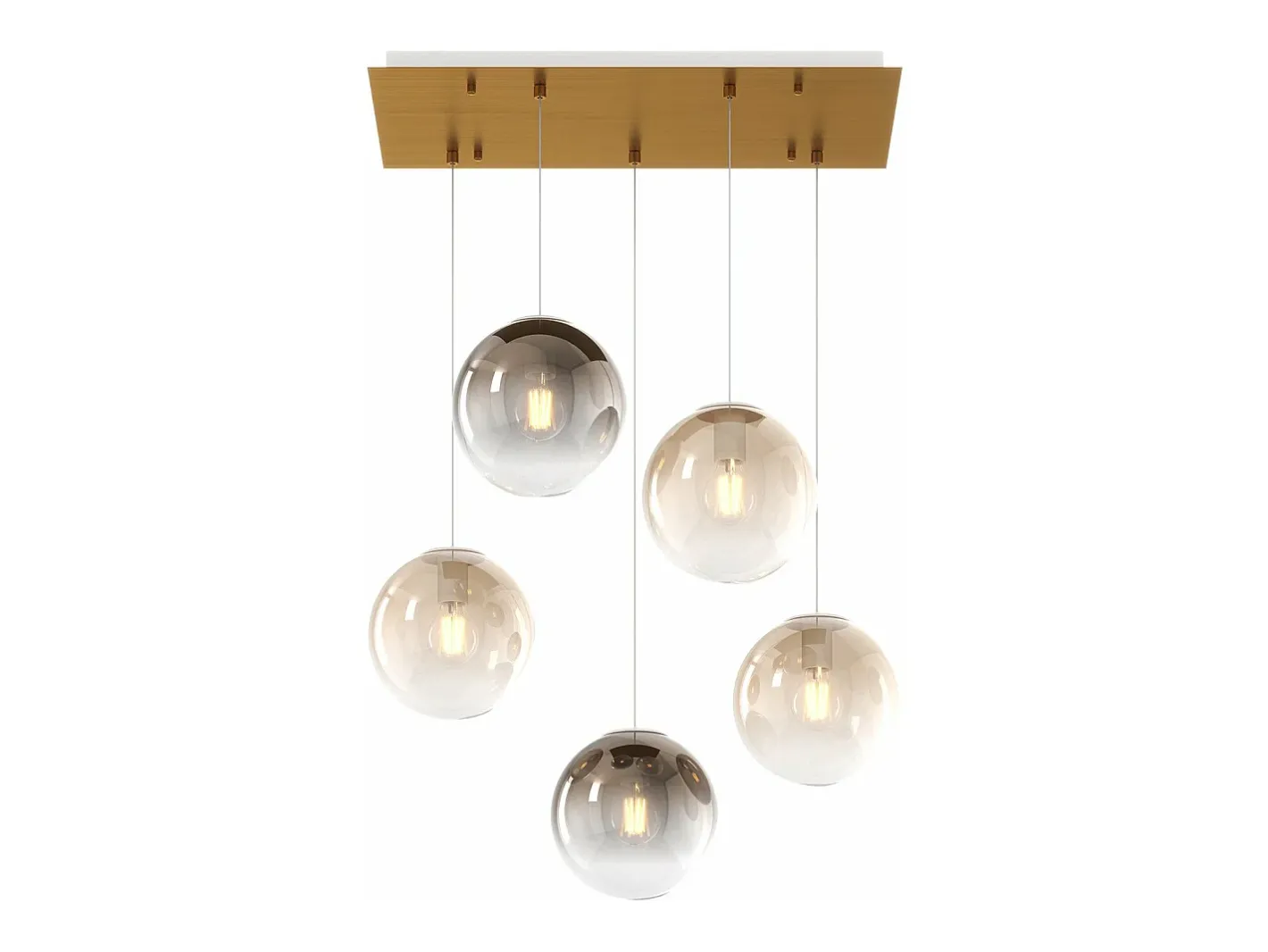 Sosp. Ottone Sat. 5 Luci Rettangolare Vetri Piccoli (3 Ambra+2 Bronzo) Dorado Online