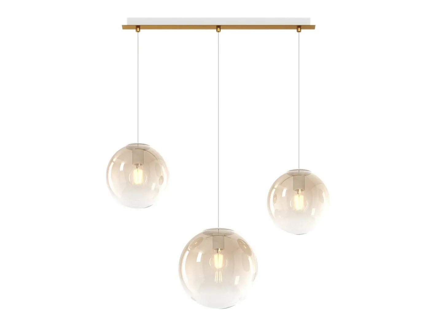 Discount Sosp. Ottone Sat. 3 Luci Rettangolare Vetri (2 Piccoli +1 Medio) Tutti Ambra Beige