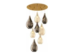 Online Sosp. Ottone Sat. 8 Luci Tonda Vetri (5 Piccoli (2Xam+3Xbr)+3 Medi (1Xam+2Xbr)) Dorado
