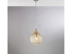 Sospensione 1 Luce Diamante In Ferro Bianco E Vetro Soffiato Ambra Blanco Best