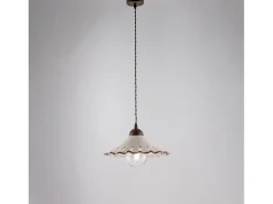 Sospensione 1 Luce Osteria In Ferro Nero Ruggine E Coppa In Ceramica Decorata Marru00f3n chocolate Discount