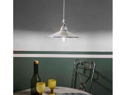 Ferroluce Lámpara Suspendida-Sospensione Classica Asti Ceramica E Ottone Decorato Filo Blu 35Cm 1 Luce E27 Azul