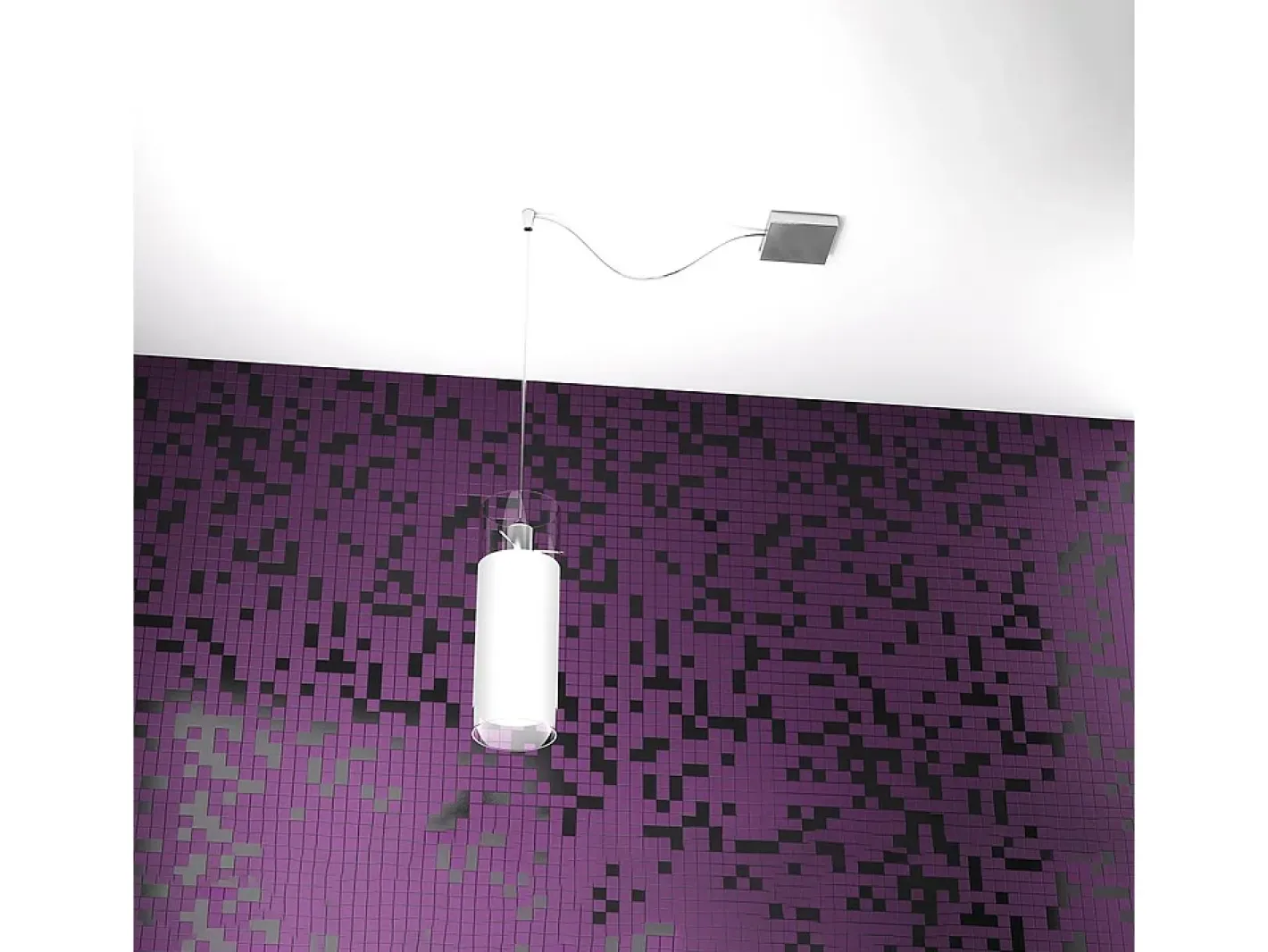 Sospensione Contemp Decentratori Cilinder Metallo Cromo Vetro Sat 1 Luce E27 Blanco