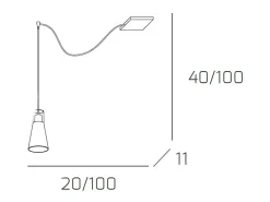 Sospensione Contemp Decentratori Cone Metallo Cromo Vetro Satinato 1 Luce E27 Blanco