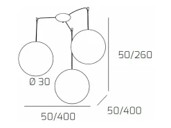 Lámpara Suspendida-Sospensione Contemp Glitter Metallo Cromo Vetro Soffiato Trasp 3 Luci E27 30Cm Blanco