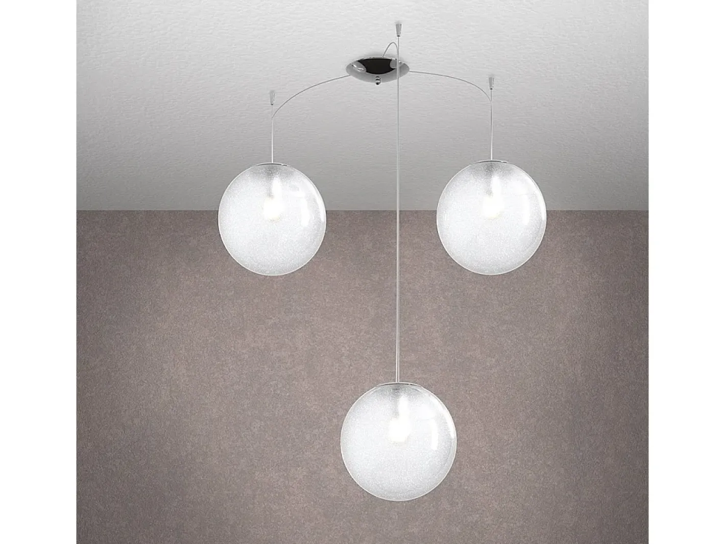 Sospensione Contemp Glitter Metallo Cromo Vetro Soffiato Trasp 3 Luci E27 25Cm Blanco Discount