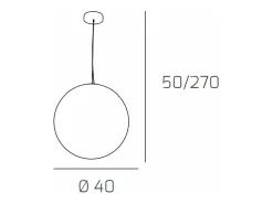 Lámpara Suspendida-Sospensione Contemporanea Moon Metallo Cromo Vetro Rosso 1 Luce E27 D.40Cm Plateado