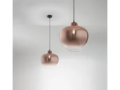Sospensione Contemporanea Bowl Metallo Nero Vetro Rame 1 Luce E27 Negro New