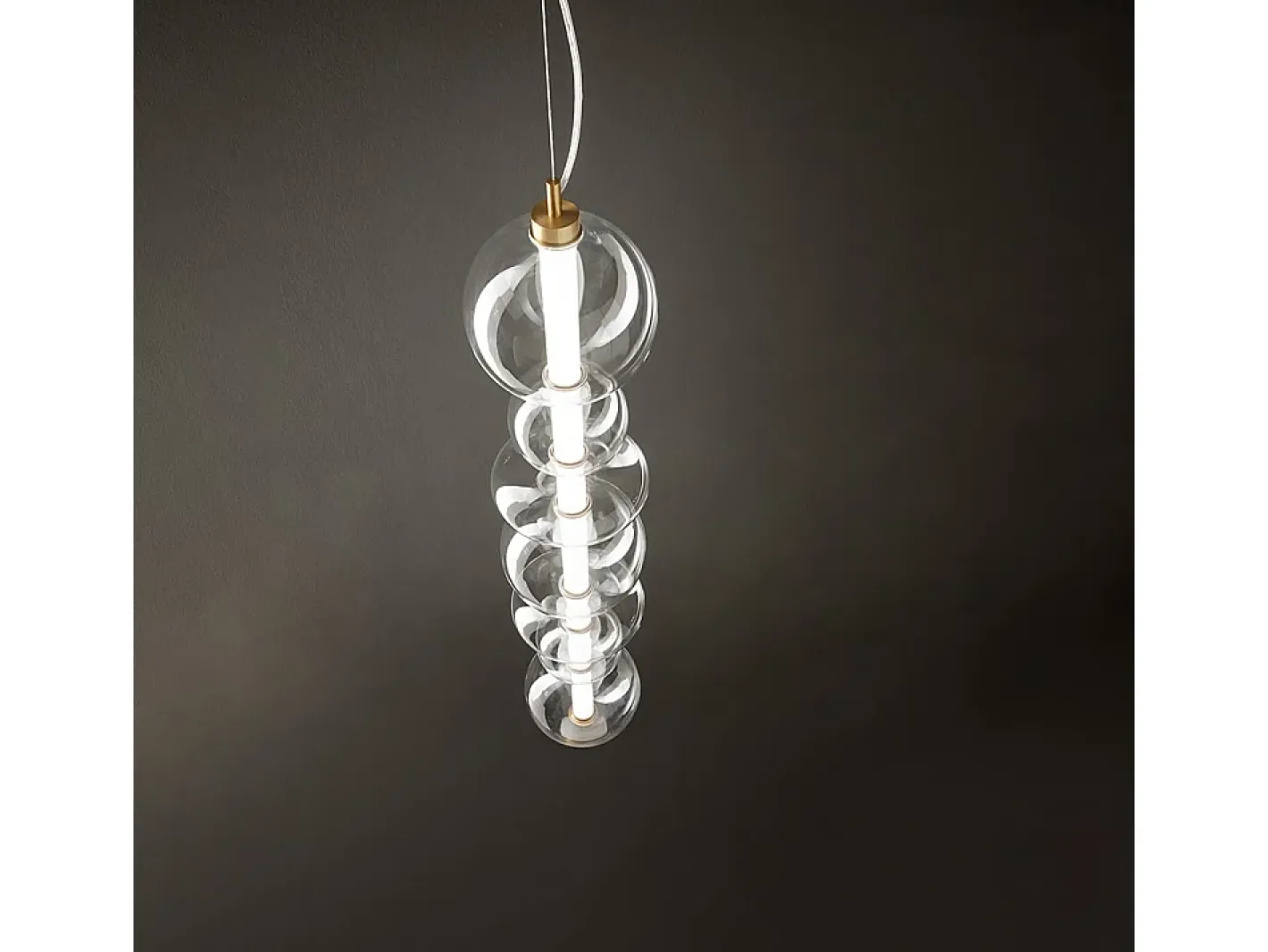 Lámpara Suspendida-Sospensione Contemporanea Bubbles Alluminio Oro Vetro Trasparente Led 50W 3000K Transparente