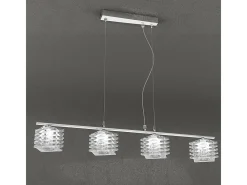 Sospensione Contemporanea Rubik Metallo Cromo Diffusore Cristallo 4 Luci G9 Blanco Discount