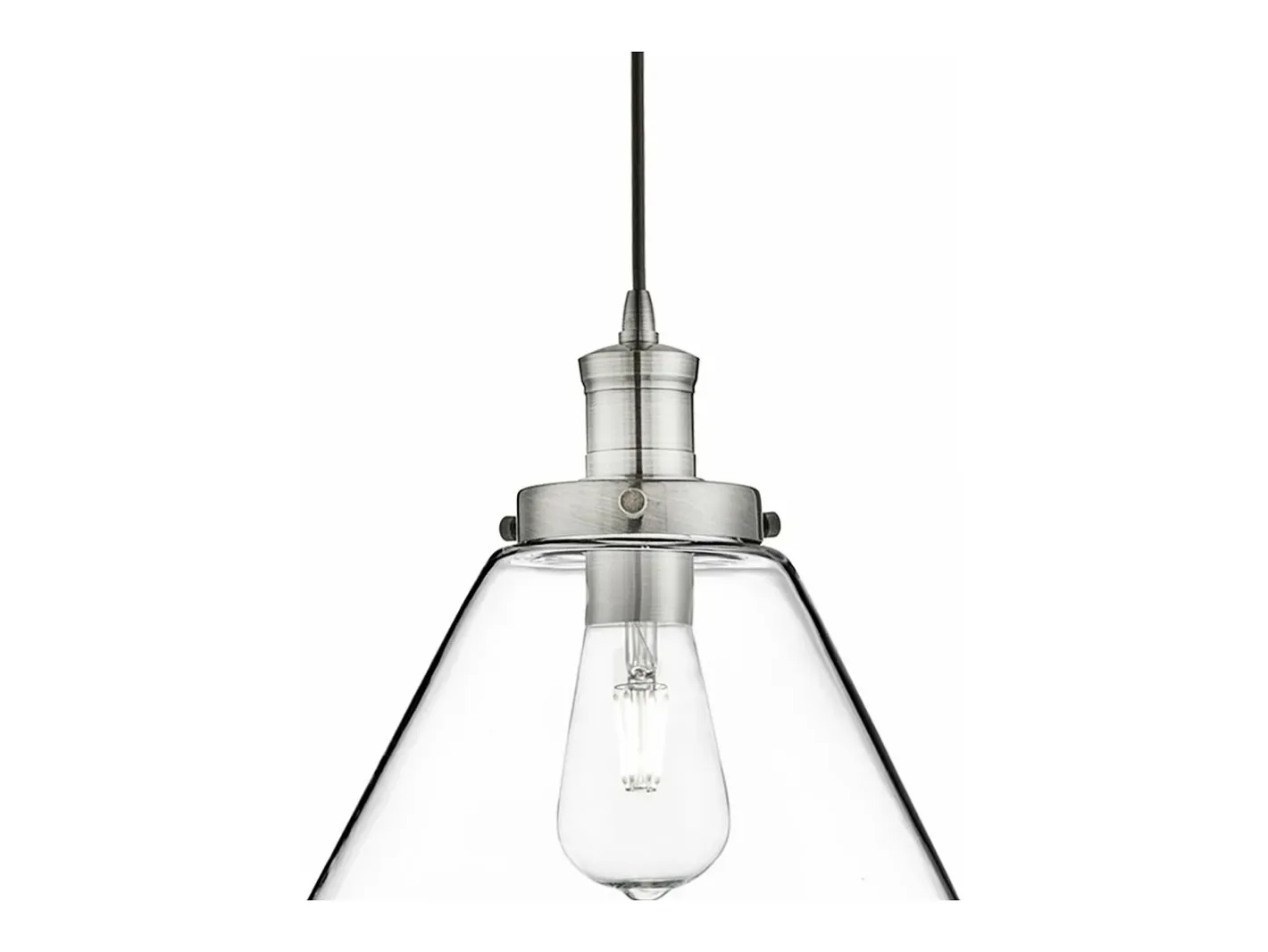 Discount Sospensione Contemporanea Piramide Acciaio Argento Vetro Trasparente 1 Luce E27 Transparente