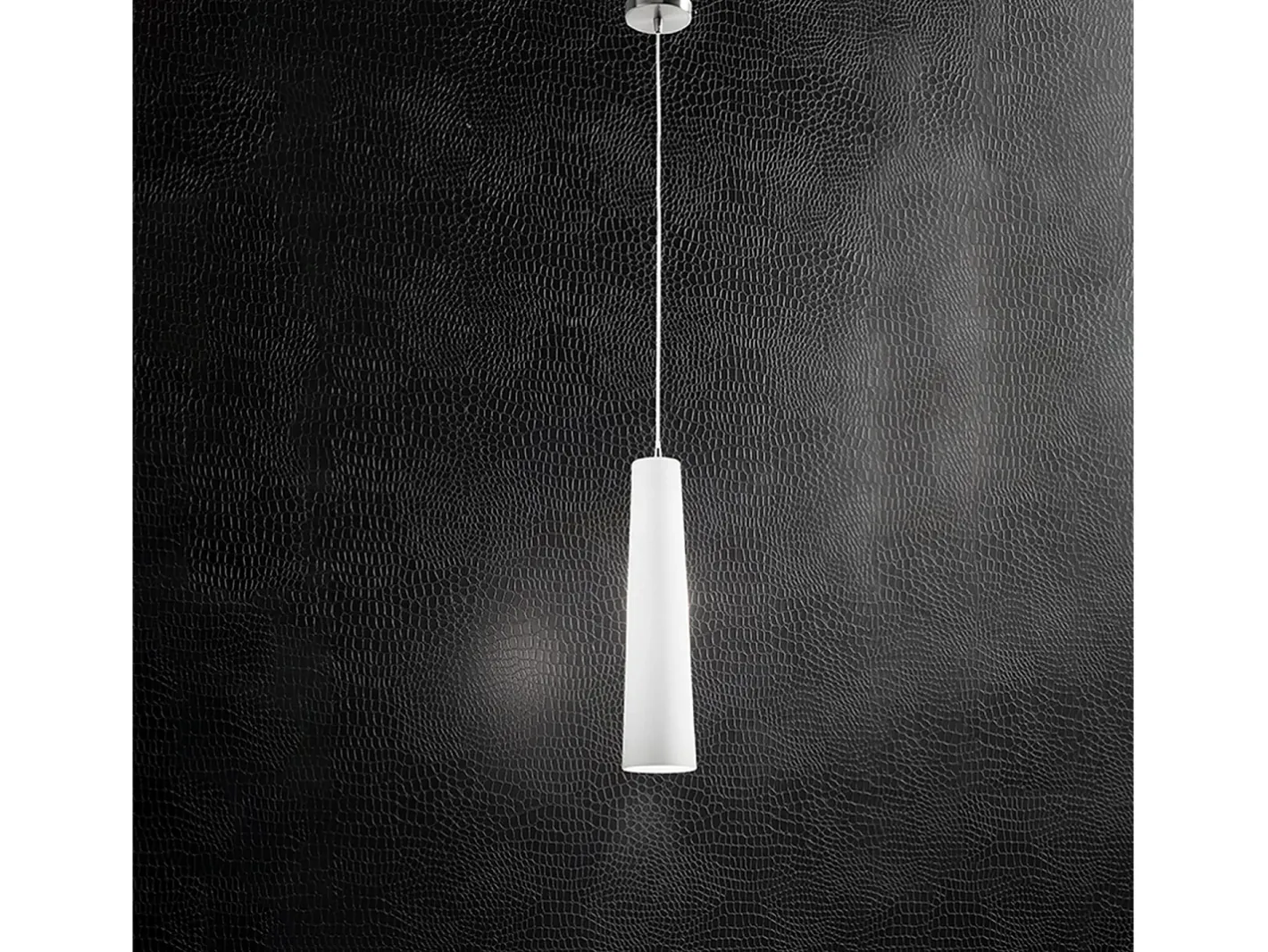 Lámpara Suspendida-Sospensione Contemporanea Canna Vetro Bianco 1 Luce E27 60W Plateado