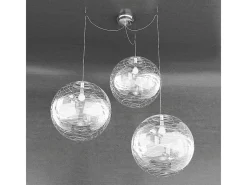 Sospensione Contemporanea Moon Metallo Cromo Vetro Bianco 3 Luci E27 D.40Cm Plateado Discount
