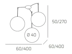 Sospensione Contemporanea Moon Metallo Cromo Vetro Bianco 3 Luci E27 D.40Cm Plateado Discount