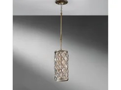 Sospensione Contemporanea Lucia Acciaio Argento Brunito Cristallo 1 Luce E27 Plateado Outlet