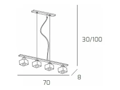 Sospensione Contemporanea Metropolitan Metallo Cromo Vetro Trasparente 4 Luci G9 Plateado Clearance