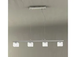 Sospensione Contemporanea Metropolitan Metallo Cromo Vetro Trasparente 4 Luci G9 Plateado Clearance