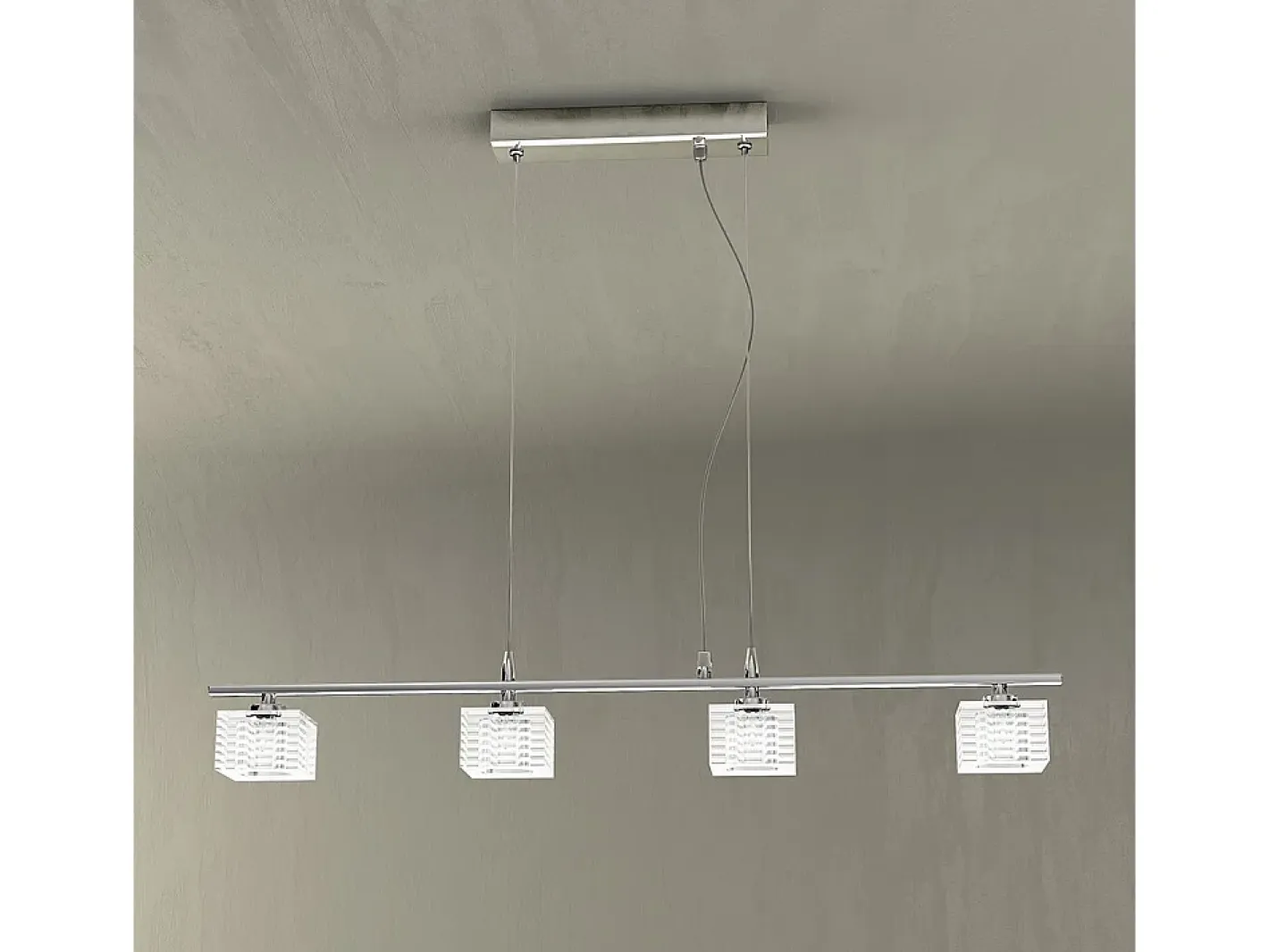 Sospensione Contemporanea Metropolitan Metallo Cromo Vetro Trasparente 4 Luci G9 Plateado Clearance