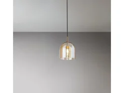 Best Sospensione Contemporanea Coro Metallo Oro Spazzolato Vetro Ambra 1 Luce E14 Multicolor