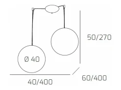 Sospensione Contemporanea Moon Metallo Cromo Vetro Rosso 2 Luci E27 D.40Cm Plateado Online