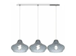Sospensione Cromo 3 Luci Rettangolare Vetri Piccoli Zaffiro Plateado Outlet