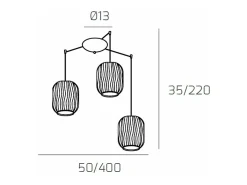 Sospensione Cromo 3 Luci Spostabile Vetri Fume Plateado