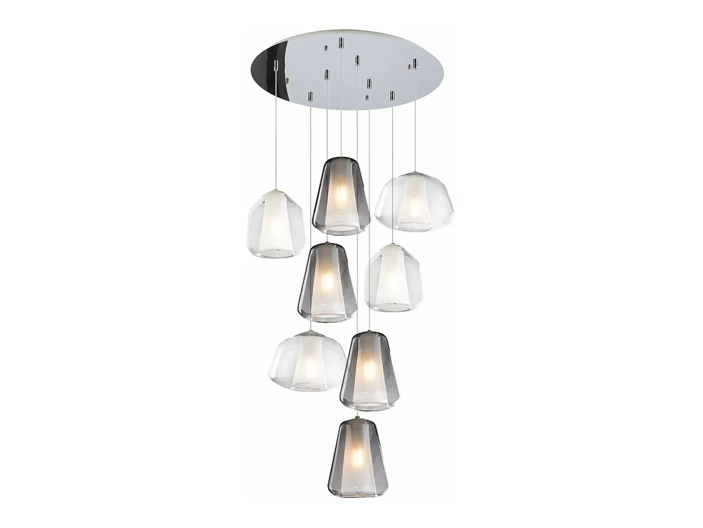 Online Sospensione Cromo 8 Luci Tonda Vetri (Alpha 2X Tr) (Beta 2X Tr) (Gamma 4X Fu) Gris