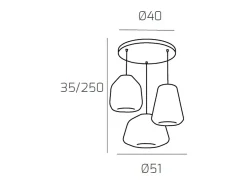 Sospensione Cromo 3 Luci Tonda Vetri Alpha + Beta + Gamma Trasparenti Plateado