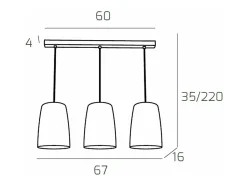 Sospensione Cromo Rettangolare 3 Luci Cromo Plateado Clearance