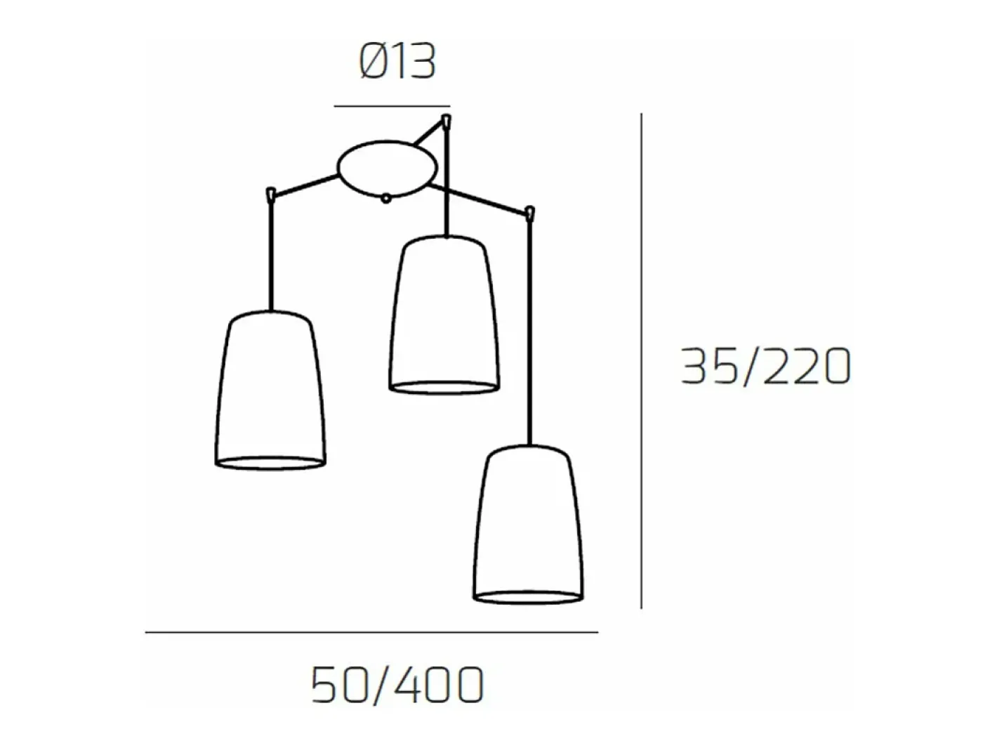 Lámpara Suspendida-Sospensione Cromo Spostabile 3 Luci (1 Am+1 Ra+1 Cr) Plateado
