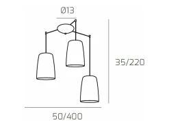 Sospensione Cromo Spostabile 3 Luci Ambra Plateado
