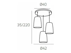 Sospensione Cromo Tonda 3 Luci Ambra Plateado New