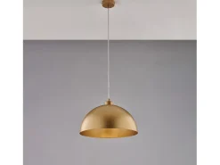 Lámpara Suspendida-Sospensione Industrial 1 Luce Marcus In Ferro Laccato Oro Diam 35 Dorado