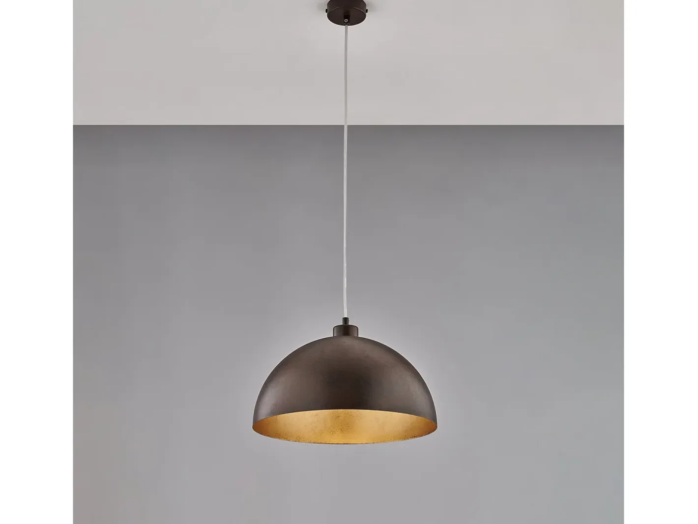 Sospensione Industrial 1 Luce Marcus In Ferro Laccato Ruggine E Oro Diam 35 Marru00f3n chocolate