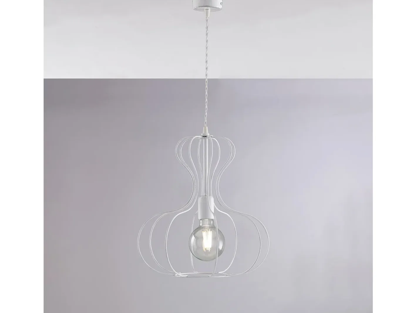 Lámpara Suspendida-Sospensione Industrial Titty 1 Luce Ferro Laccato Bianco E Argento Blanco