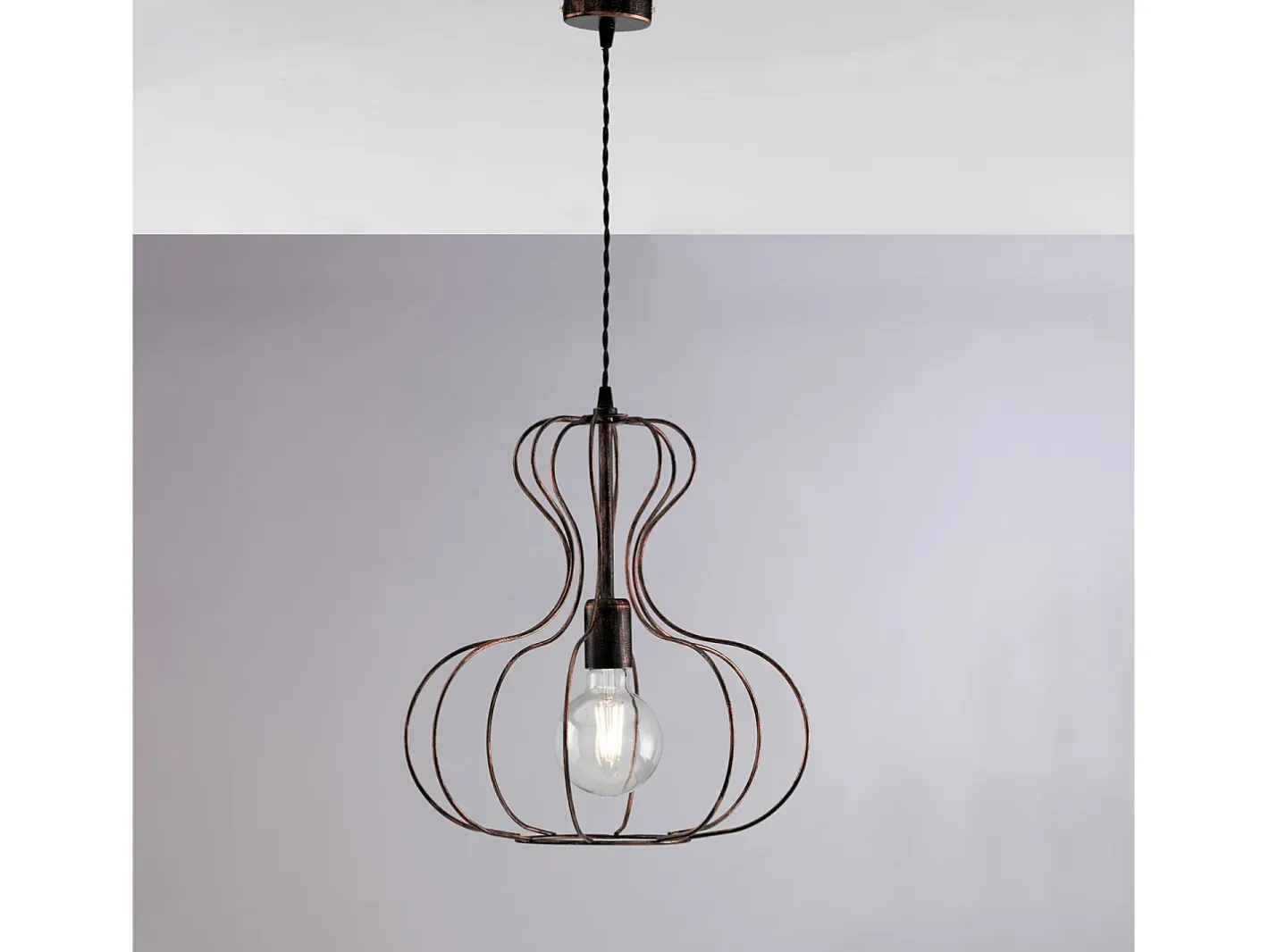 Sale Sospensione Industrial Titty 1 Luce Ferro Laccato Nero E Rame Cobrizo