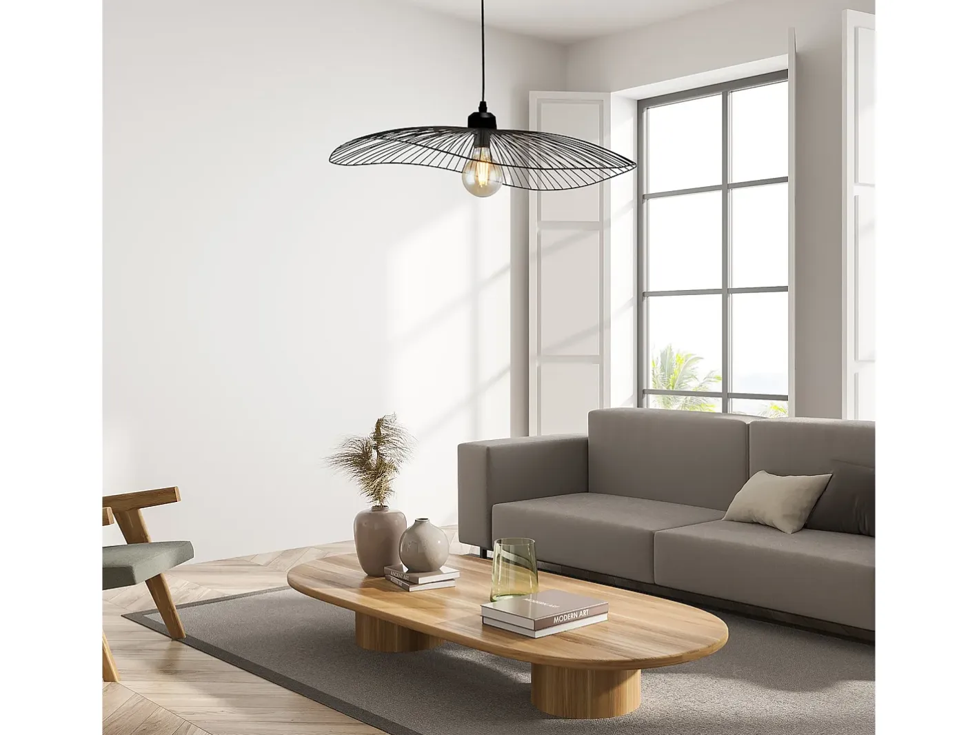 Sale Sospensione Industrial-Nordico Onda Acciaio Nero 1 Luce E27 Negro
