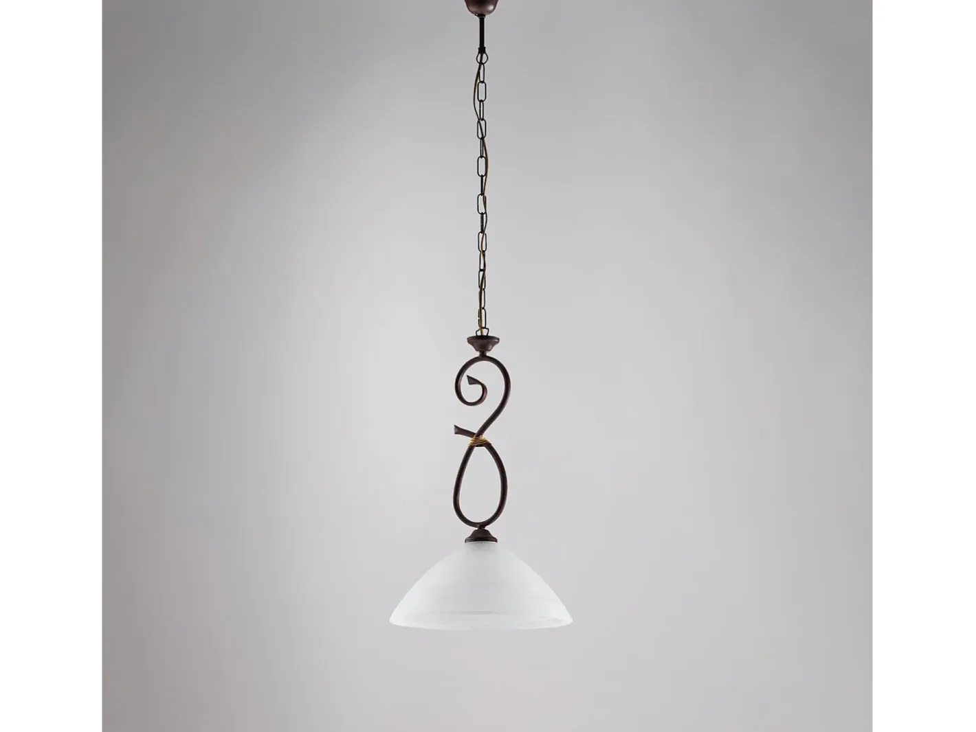 Lámpara Suspendida-Sospensione Luce 1 Dallas BeLight Ferro Battuto Nero e Ruggine Vetro Bianco Marru00f3n chocolate