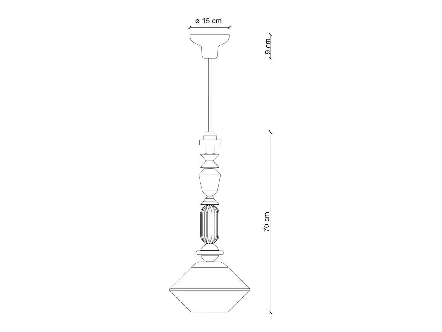 Ferroluce Lámpara Suspendida-Sospensione Media Vintage Decò Lariat Ceramica Bianco Latte 1 Luce E27 Blanco