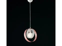 Lámpara Suspendida-Sospensione Moderna 1 Luce Cerchi Ferro Bianco e Rosa Serie Bolla Blanco