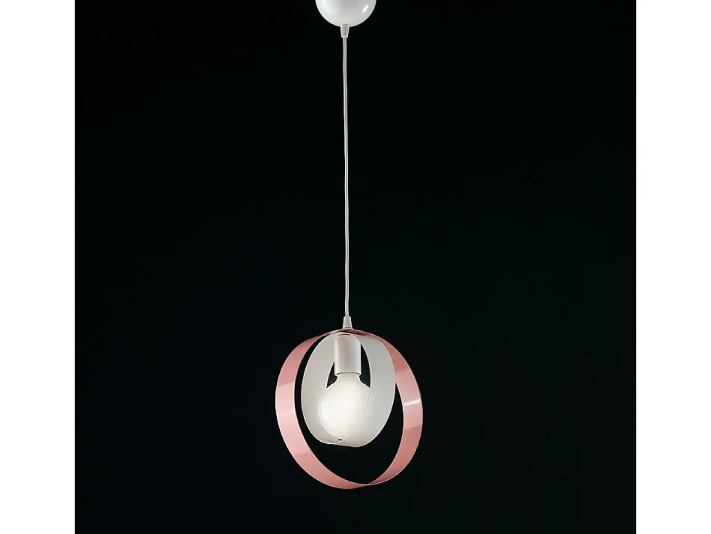 Lámpara Suspendida-Sospensione Moderna 1 Luce Cerchi Ferro Bianco e Rosa Serie Bolla Blanco
