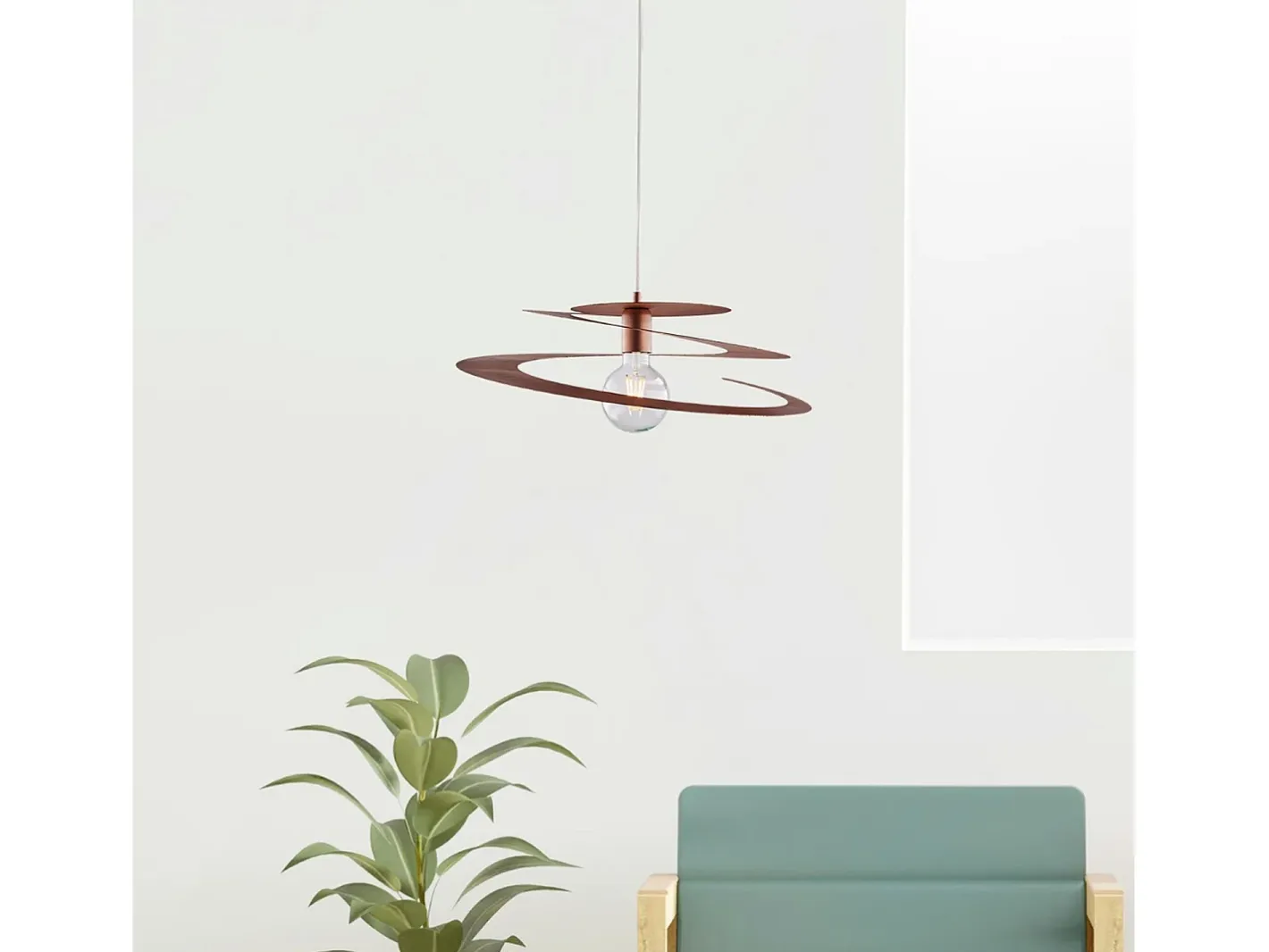 Sale Sospensione Moderna 1 Luce Spring Ferro Laccato Rame Taglio Laser Cobrizo