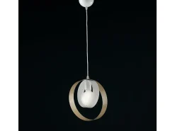 Sospensione Moderna 1 Luce Cerchi Ferro Bianco e Tortora Serie Bolla Topo Discount