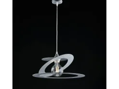 Outlet Sospensione Moderna 1 Luce Ferro Taglio Laser Argento Serie Geko Plateado