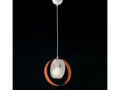New Sospensione Moderna 1 Luce Cerchi Ferro Bianco e Arancio Serie Bolla Blanco