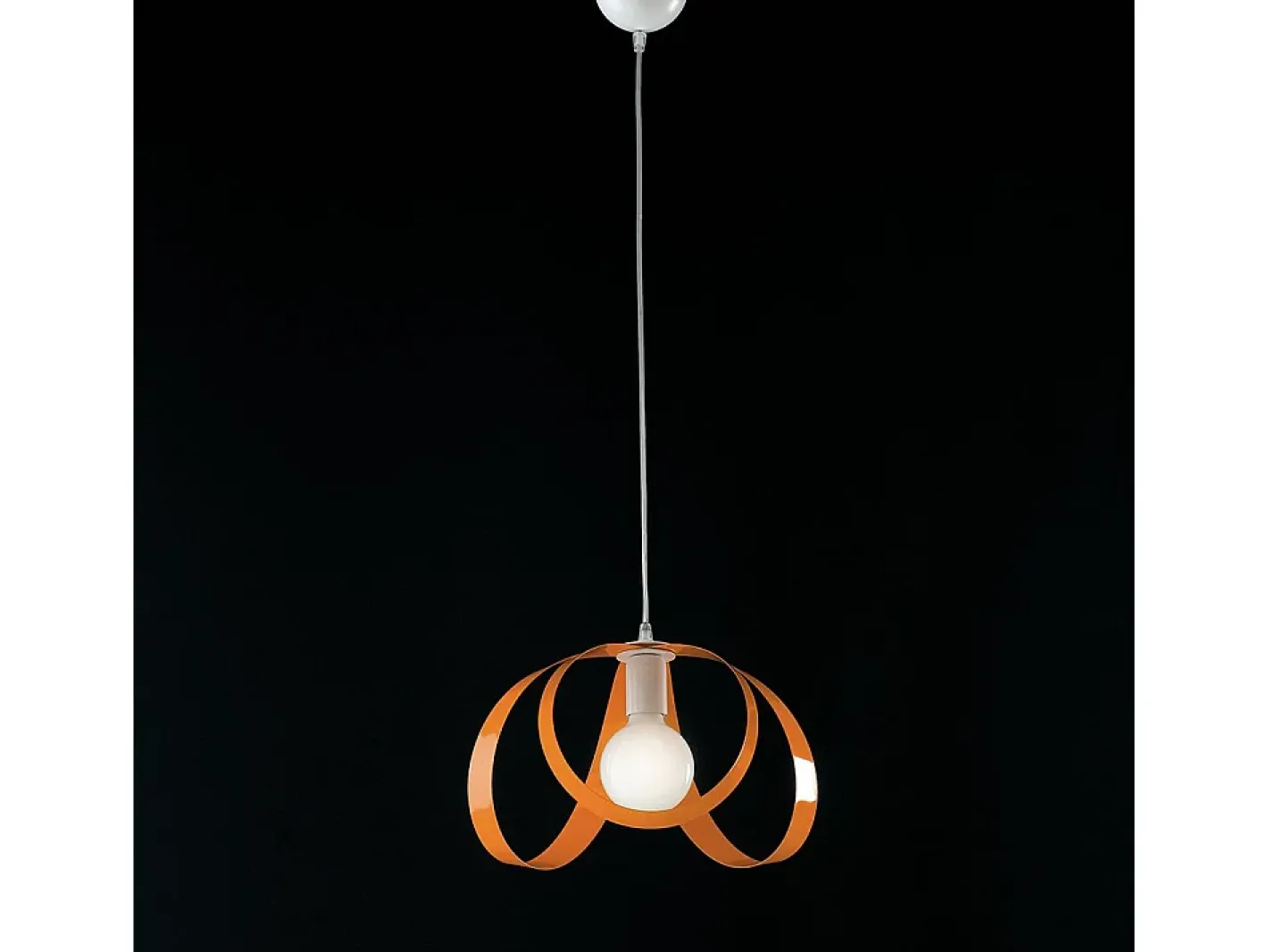 Sospensione Moderna 1 Luce Ferro Laccato Bianco e Arancio Serie Piovra Blanco Best