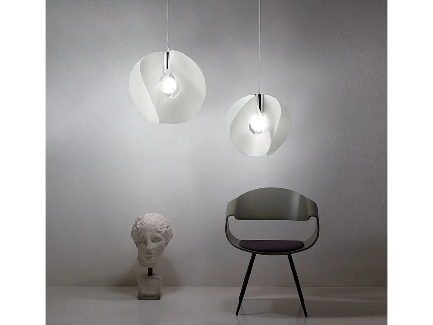 Online Sospensione Moderna Atom Polilux ® Bianco E Metallo Cromo 1 Luce E27 Blanco