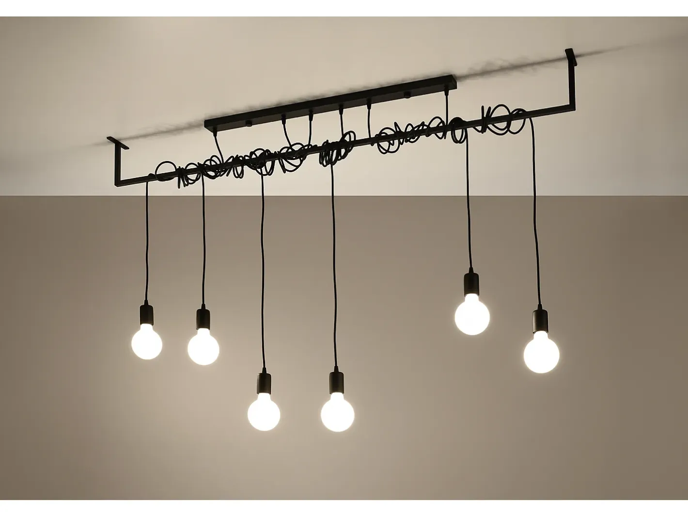 Sale Sollux Lighting Sospensione Moderna Barra Dritta 6 Luci Nero E27 Colgante de barra recto moderno 6 luces E27 Negro