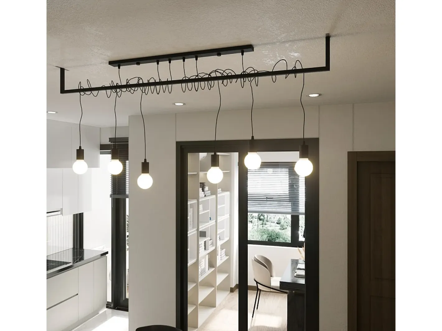 Sale Sollux Lighting Sospensione Moderna Barra Dritta 6 Luci Nero E27 Colgante de barra recto moderno 6 luces E27 Negro